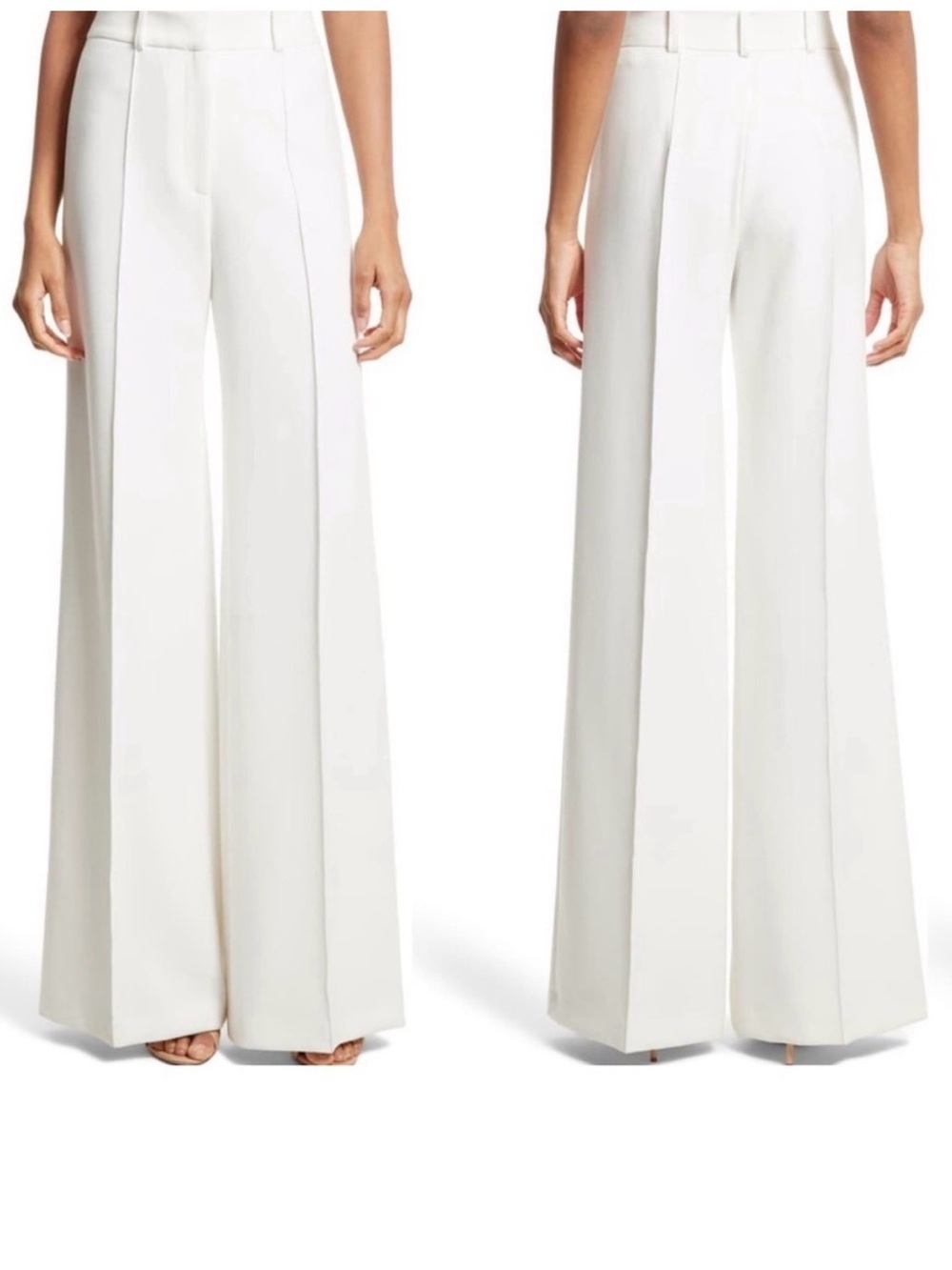 Milly Women's cream Pintuck wide-leg dress pants trouser